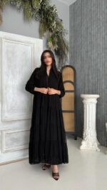 ⁦عباية شيفون بأكمام مطرزة⁩ - الصورة ⁦6⁩