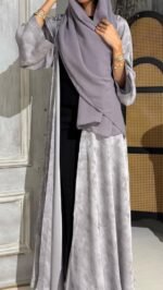 ⁦عباية جاكار دبل كلوش رصاصي⁩ - الصورة ⁦2⁩