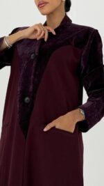 ⁦عباية بليزر كريب برغندي⁩ - الصورة ⁦5⁩