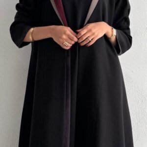 عباية كتان بياقة أنيقة