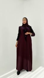 عباية بليزر كريب برغندي