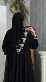 ⁦عباية كريب ملكي أسود⁩ - الصورة ⁦5⁩