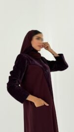 ⁦عباية بليزر كريب برغندي⁩ - الصورة ⁦4⁩